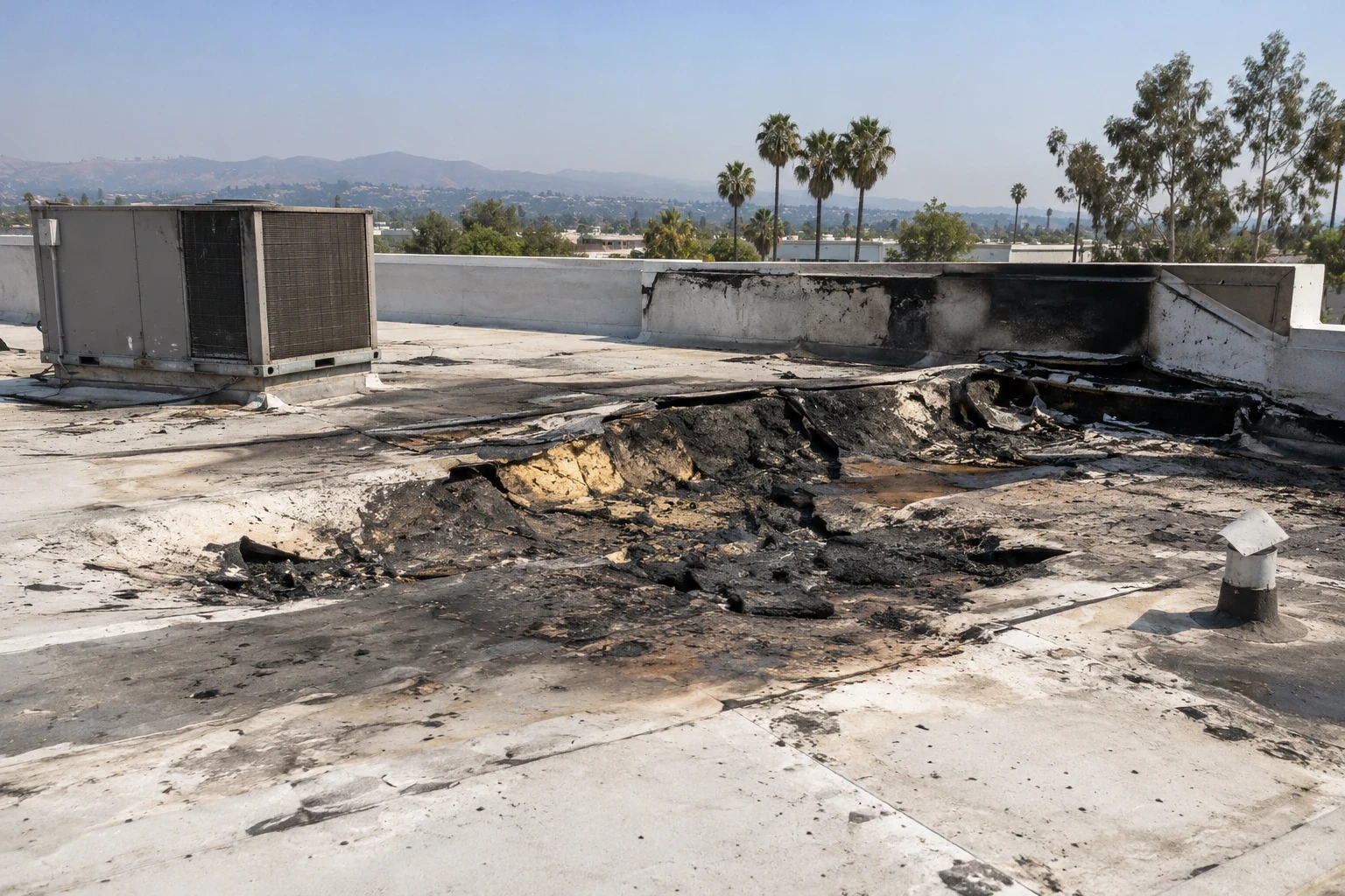 Commercial Roof Fire Damage Repair in Merced, CA