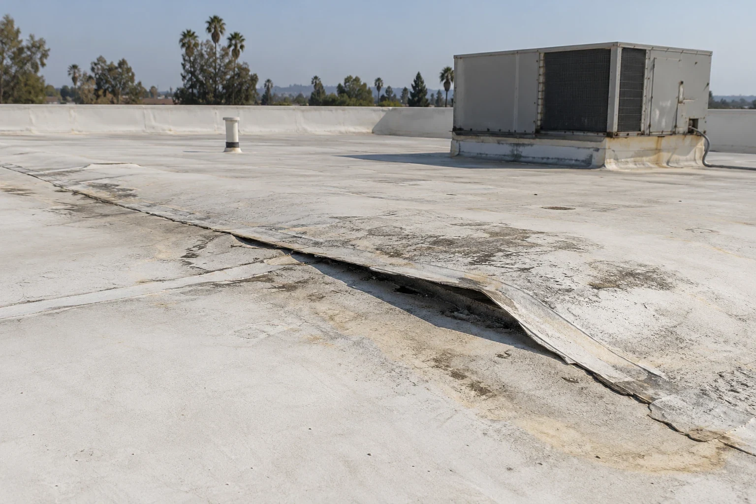 Commercial Roof Seam Failure Repair in Merced, CA